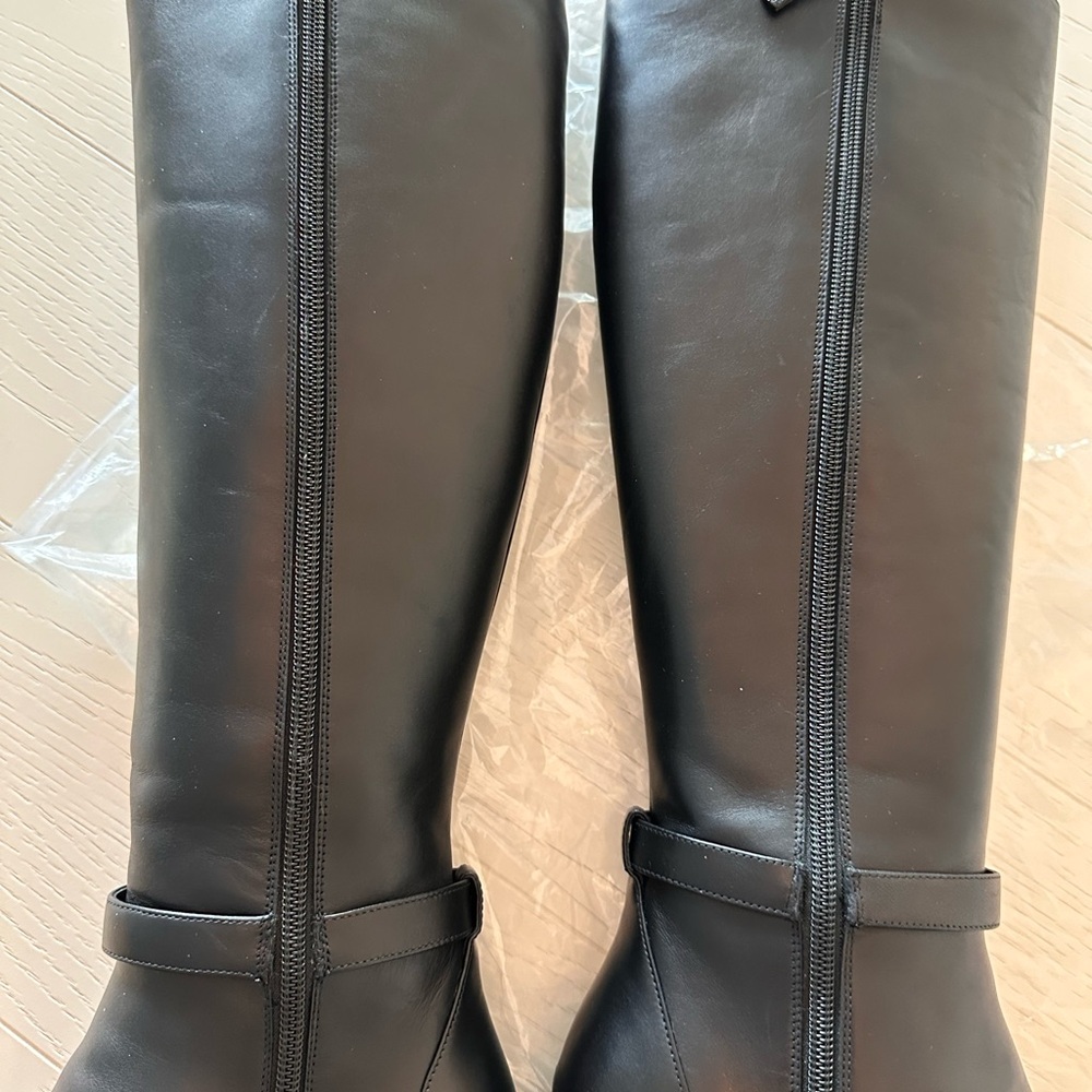 Versace Black Leather Knee-High Boots - Picture 3 of 11